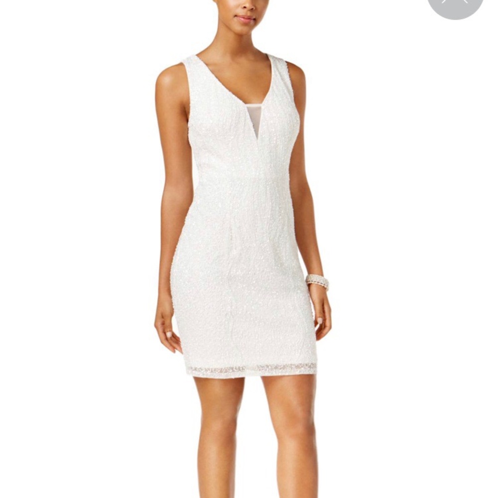 White beaded cocktail dress